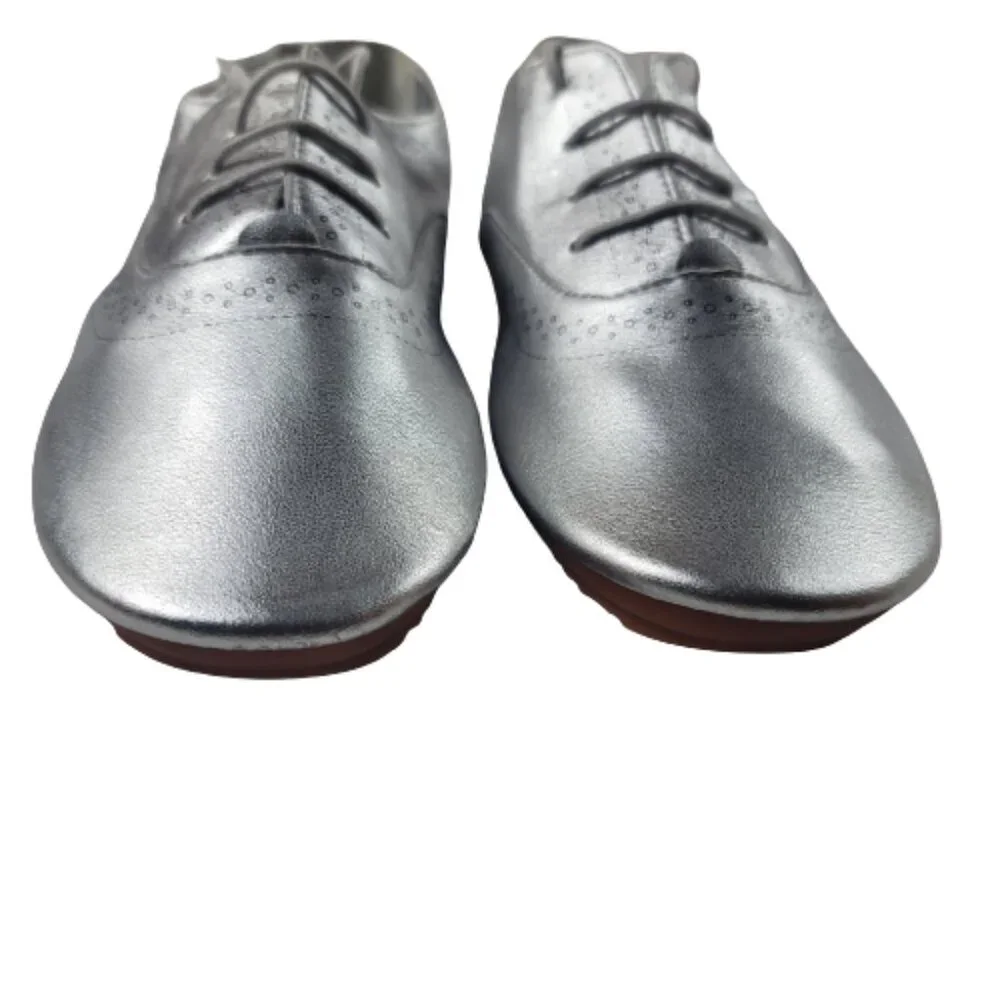 Anothersole Metallic Oxford Shoes Womens EU 40 US 9 Silver Lace Up Flats - Picture 4 of 12